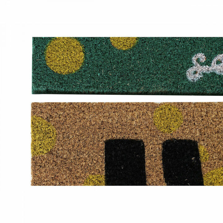 Doormat DKD Home Decor Black Brown Rubber White Green 2 Units Coconut Fibre (60 x 40 x 1,5 cm)