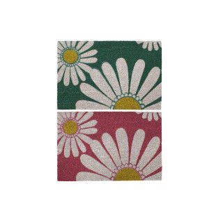 Zerbino DKD Home Decor Rosa Gomma Menta Bianco Giallo 2 Unità Fibra di cocco (60 x 40 x 0,5 cm)