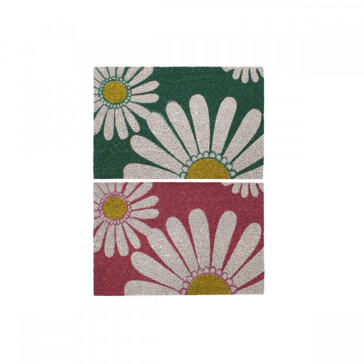 Zerbino DKD Home Decor Rosa Gomma Menta Bianco Giallo 2 Unità Fibra di cocco (60 x 40 x 0,5 cm)
