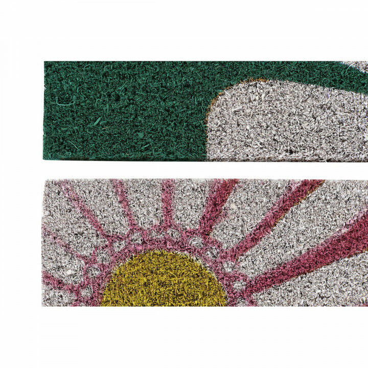 Fußmatte DKD Home Decor Rosa Gummi Minze Weiß Gelb 2 Stück Kokosnuss Faser (60 x 40 x 0,5 cm)