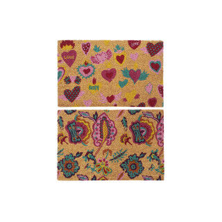 Fußmatte DKD Home Decor Gummi Bunt 2 Stück Kokosnuss Faser (60 x 40 x 1,5 cm)