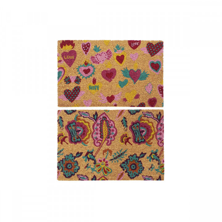 Deurmat DKD Home Decor Rubber Multicolour 2 Stuks Kokosvezel (60 x 40 x 1,5 cm)