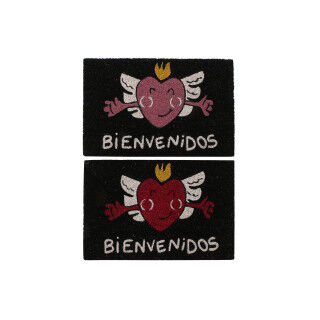 Zerbino DKD Home Decor Rosso Nero Rosa Gomma Bianco 2 Unità Fibra di cocco (60 x 40 x 1,5 cm)