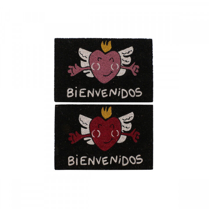 Zerbino DKD Home Decor Rosso Nero Rosa Gomma Bianco 2 Unità Fibra di cocco (60 x 40 x 1,5 cm)