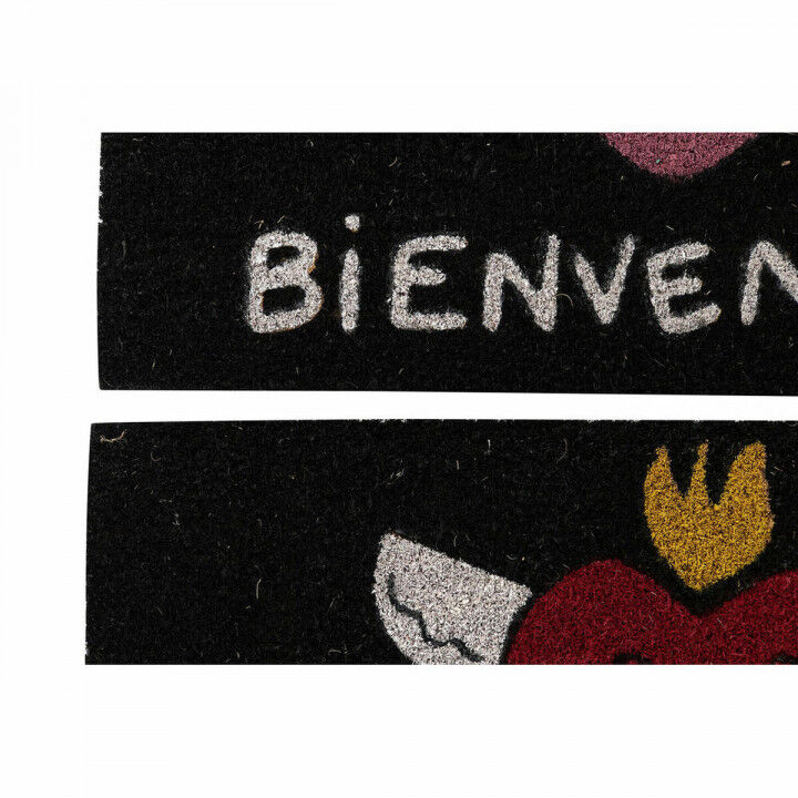 Felpudo DKD Home Decor Rojo Negro Rosa Goma Blanco 2 Unidades Fibra de coco (60 x 40 x 1,5 cm)