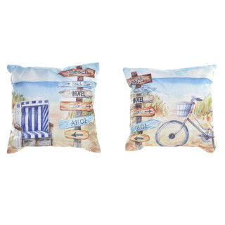 Cushion DKD Home Decor Beach Polyester Aluminium Multicolour Mediterranean (45 x 10 x 45 cm) (2 Units)