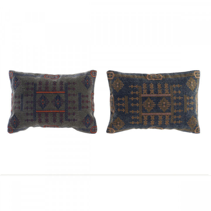 Cuscino DKD Home Decor Azzurro Arancio Quadrato Arabo 50 x 10 x 35 cm (2 Unità)