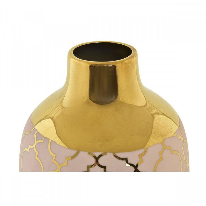 Vaso DKD Home Decor Porcellana Rosa Dorato Orientale (15 x 15 x 41,5 cm)