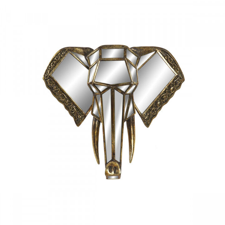 Décoration murale DKD Home Decor Miroir Eléphant Doré Résine (41 x 11 x 38 cm)