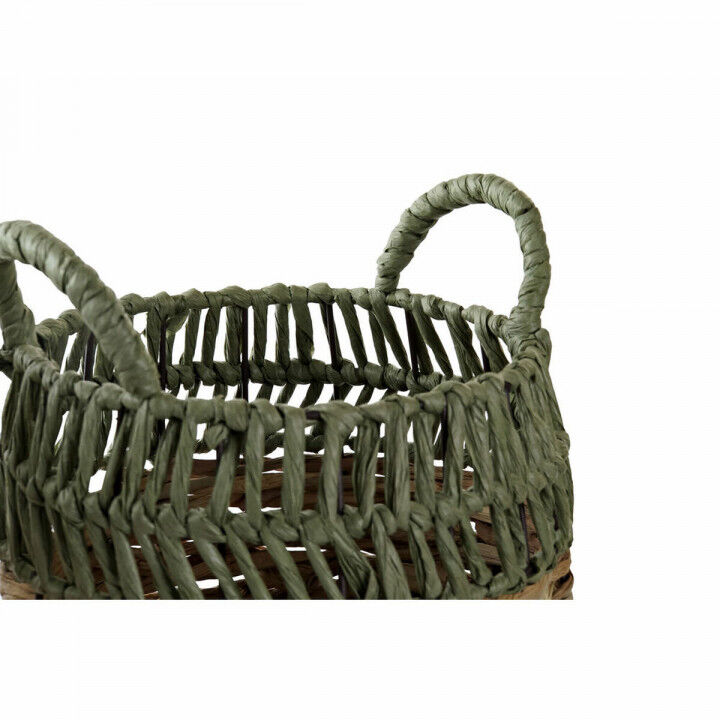 Basket set DKD Home Decor Green Natural Boho 33 x 33 x 40 cm Rattan 4 Kg 2 Pieces