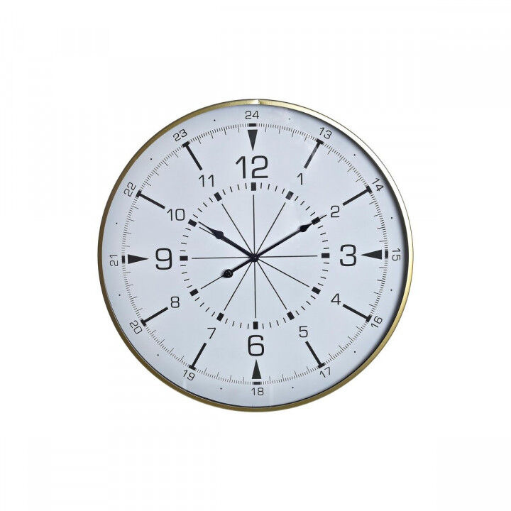 Wall Clock DKD Home Decor Crystal Golden Metal White Compass (60 x 3 x 60 cm)