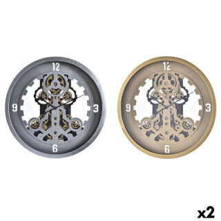 Wall Clock DKD Home Decor Golden Silver Crystal Iron 50 x 8 x 50 cm (3 Units) (2 Units)