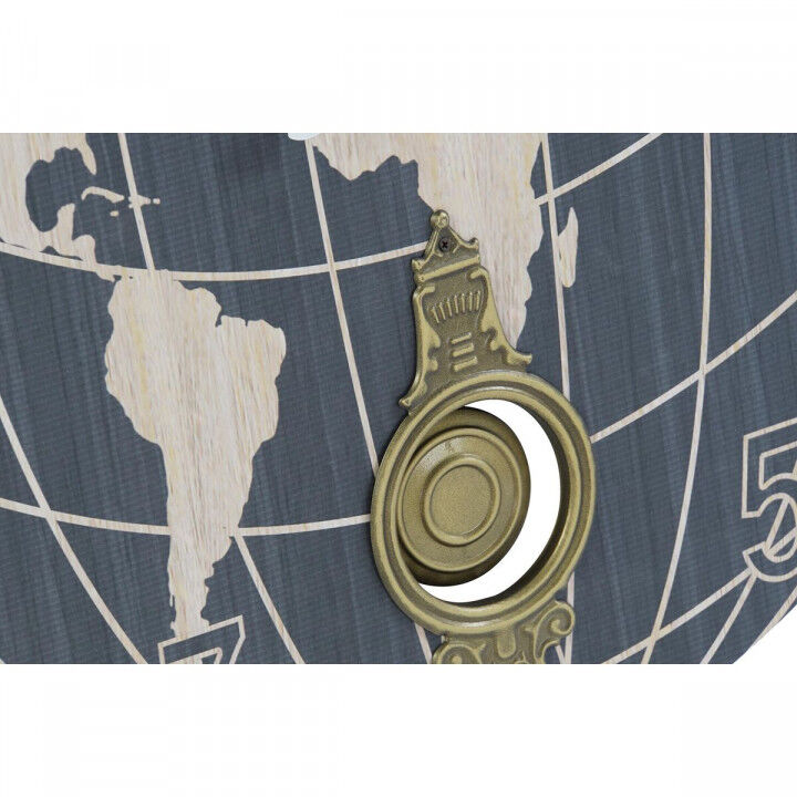 Wall Clock DKD Home Decor Black Beige Metal MDF World Map (58 x 8 x 58 cm)