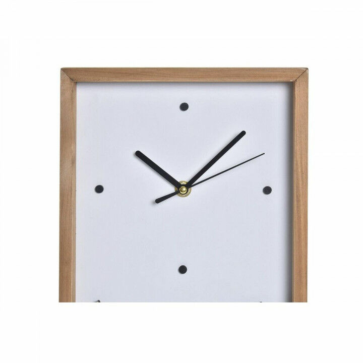 Wall Clock DKD Home Decor White Brown Wood Aluminium Houses Urban 20 x 4 x 30 cm