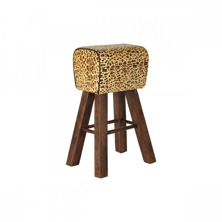 Hocker DKD Home Decor Schwarz Holz Braun Haut (43 x 35 x 75 cm)