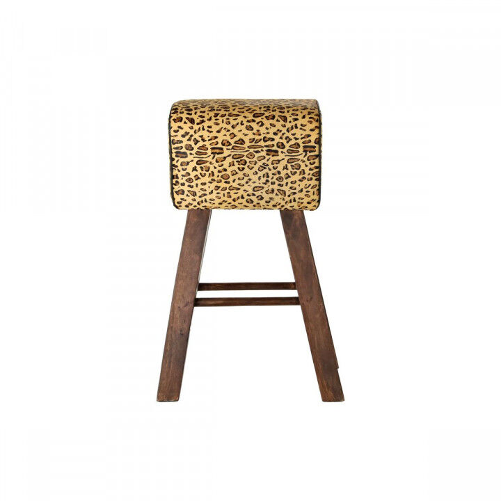 Sgabello DKD Home Decor Nero Legno Marrone Pelle (43 x 35 x 75 cm)