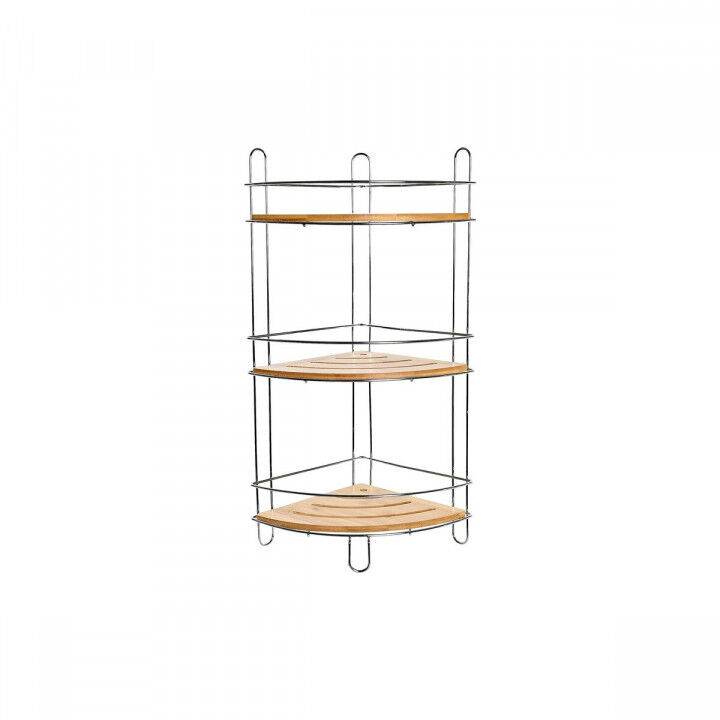 Badezimmerregal DKD Home Decor Bambus Aluminium Rostfreies Chrom-Metall natürlich 19,5 x 19,5 x 47 cm