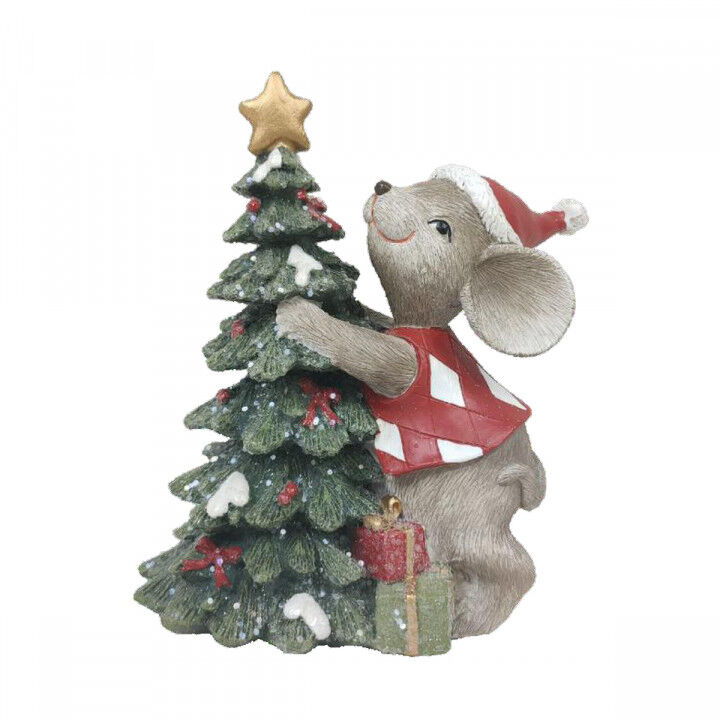Adorno Navideño DKD Home Decor Ratón Resina (10 x 6,5 x 11 cm) (2 Unidades)