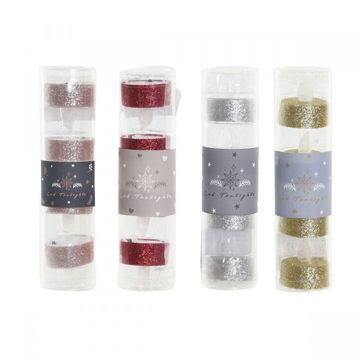 Candela DKD Home Decor Luce LED Natale (4 x 4 x 5 cm) (4 Unità)