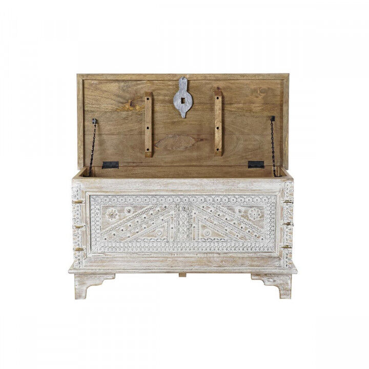 Chest DKD Home Decor 88 x 40 x 45 cm White Brass Mango wood