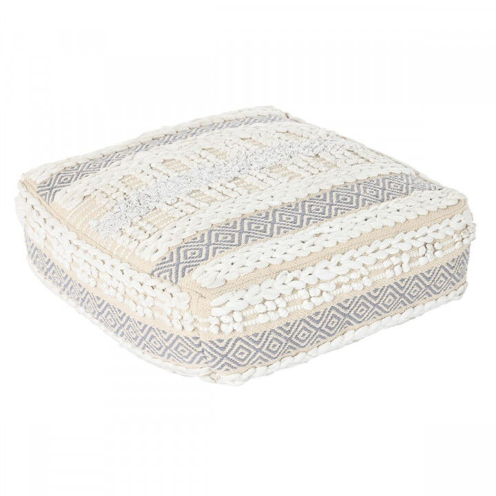 Cushion DKD Home Decor Floor White Grey Squared Boho 60 x 60 x 25 cm