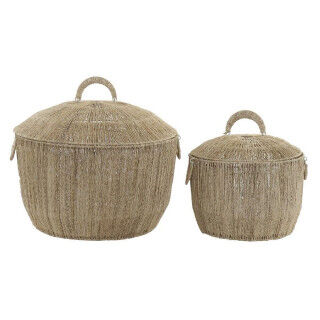 Basket spelset DKD Home Decor Bruin Multicolour Natuurlijk Jute Metaal Boho 51 x 51 x 48 cm