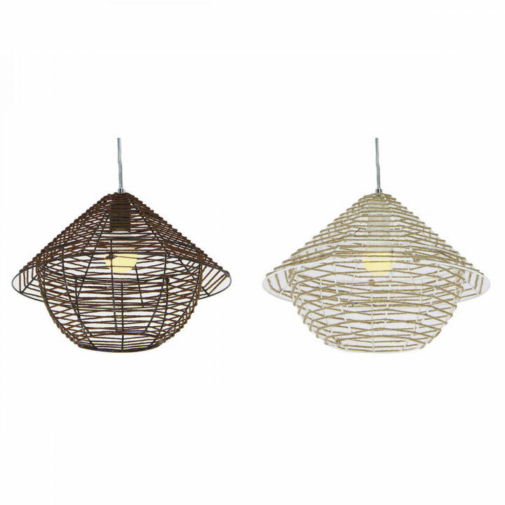 Deckenlampe DKD Home Decor Weiß Braun Schwarz natürlich Metall Schnur Kunststoff 50 W 220 V Urban 38 x 38 x 27 cm (2 Stück)