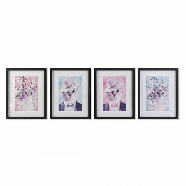 Quadro DKD Home Decor Gatti (35 x 2,5 x 45 cm) (35 x 2 x 45 cm) (4 Unità)