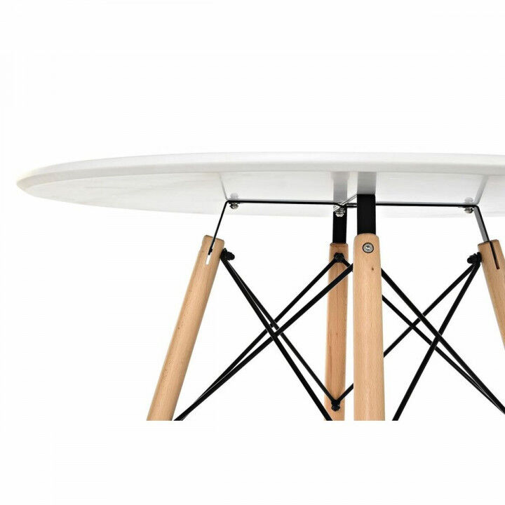 Dining Table DKD Home Decor White Black Natural Birch MDF Wood 90 x 90 x 74 cm