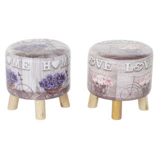 Fußstütze DKD Home Decor Grau Fahrrad Rosa Lila PU Kiefer (30 x 30 x 30 cm) (2 Stück) (30 x 30 x 32 cm)