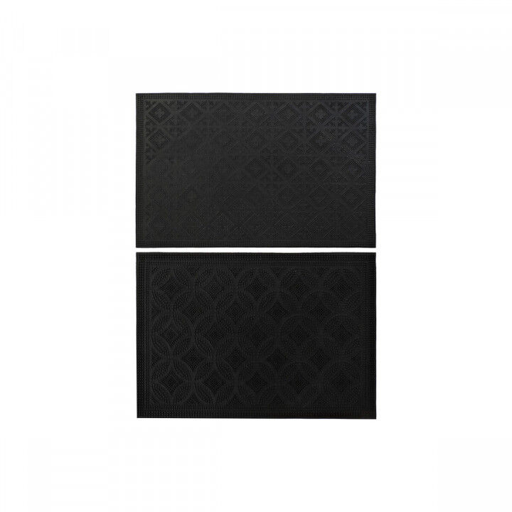 Fußmatte DKD Home Decor Schwarz Gummi 2 Stück (60 x 40 x 0,3 cm)
