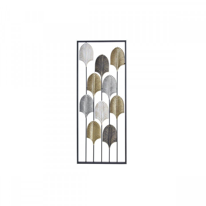 Décoration murale DKD Home Decor Noir Métal Multicouleur Moderne Feuille d'une plante (35 x 2 x 90 cm)
