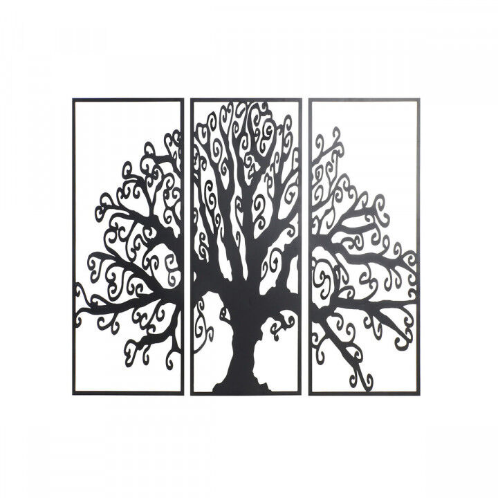 Decoración de Pared DKD Home Decor 3 Piezas Negro Árbol Metal (105 x 1,3 x 91 cm)