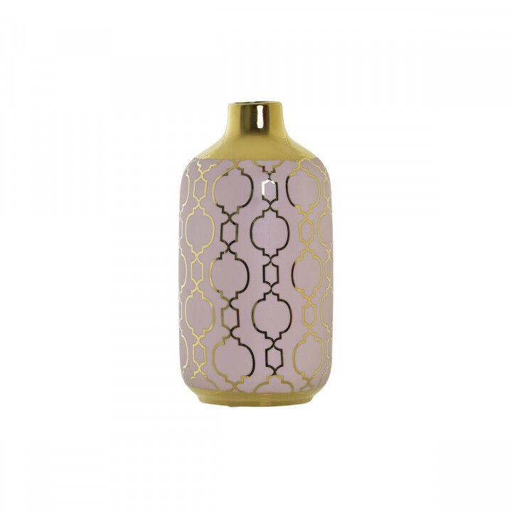 Jarrón DKD Home Decor Rosa Dorado Porcelana Oriental Cromado 13 x 13 x 26 cm