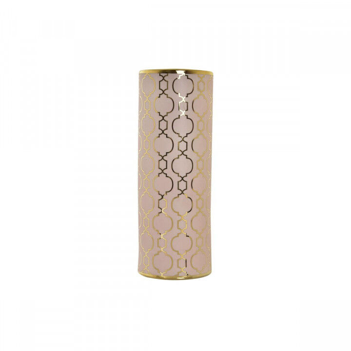 Vaso DKD Home Decor 13,5 x 13,5 x 36 cm Porcellana Rosa Dorato Orientale Cromato