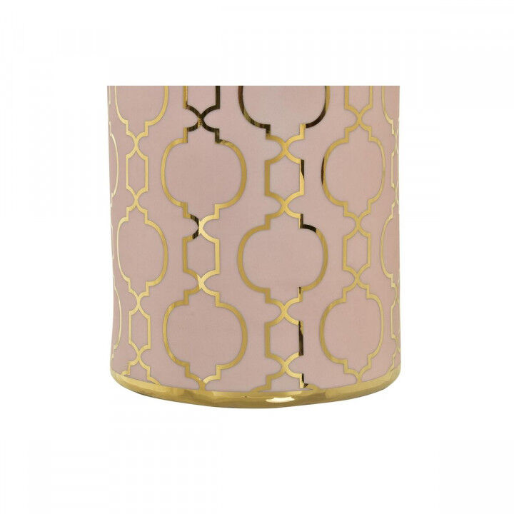 Vase DKD Home Decor 13,5 x 13,5 x 36 cm Porcelain Pink Golden Oriental Chromed