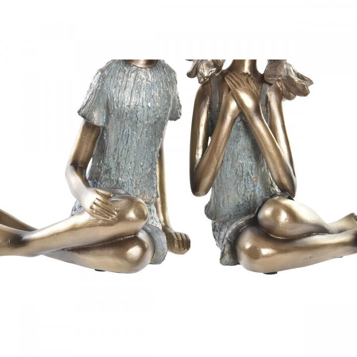 Decoratieve figuren DKD Home Decor 17 x 13 x 22 cm Rood Gouden Turkoois Kinderen (2 Stuks)