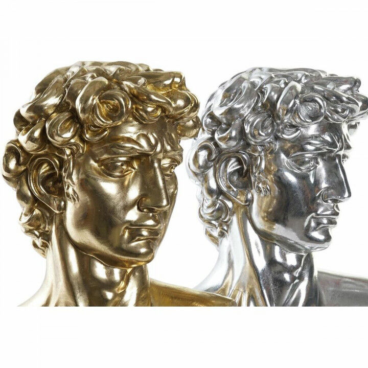 Statua Decorativa DKD Home Decor 24,5 x 17,5 x 36 cm Argentato Dorato Busto Neoclassico (2 Unità)