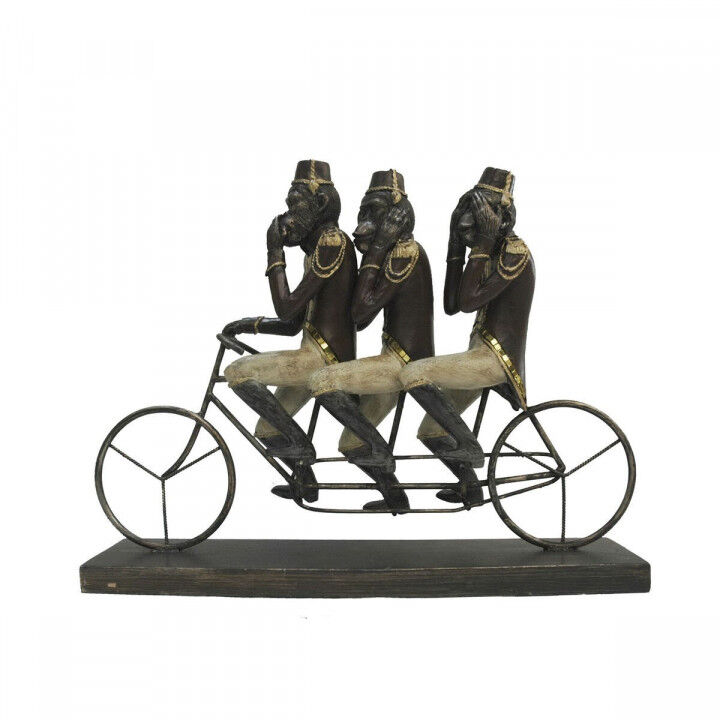 Decoratieve figuren DKD Home Decor Aap Driewieler Zwart Gouden Metaal Hars Koloniaal (40 x 9 x 31 cm)