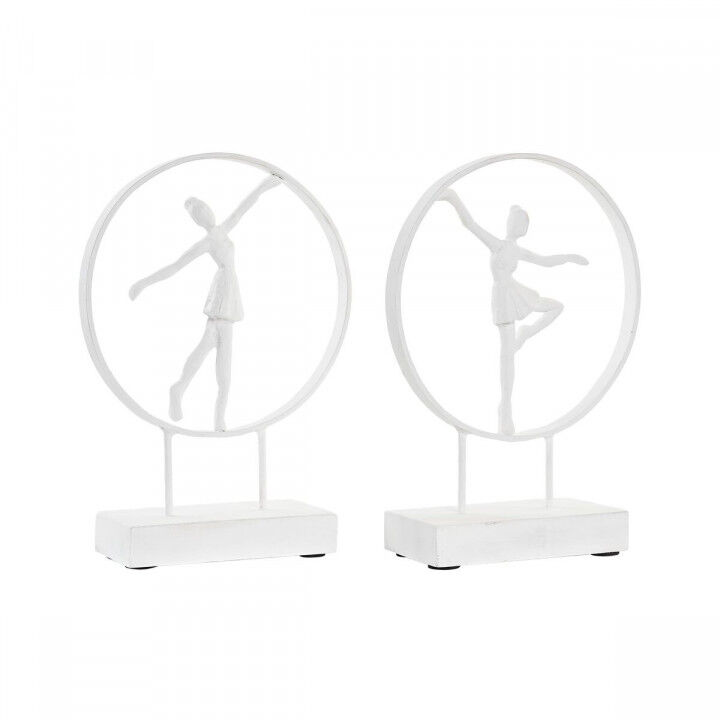 Decoratieve figuren DKD Home Decor 23 x 9 x 33 cm Wit Balletdanseres (2 Stuks)