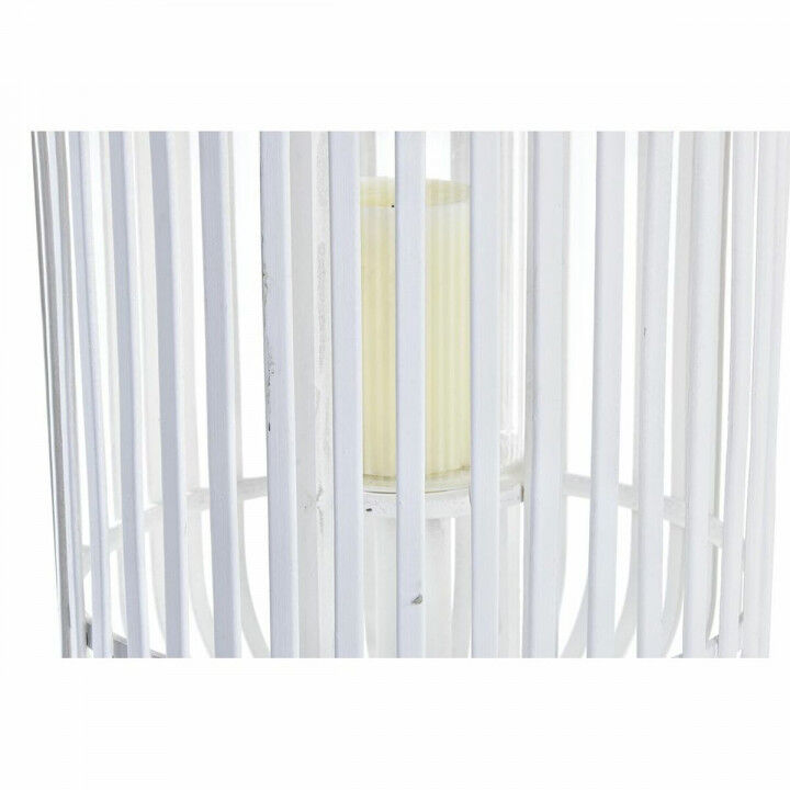 Lantern DKD Home Decor Crystal White Bamboo (28 x 28 x 47 cm)