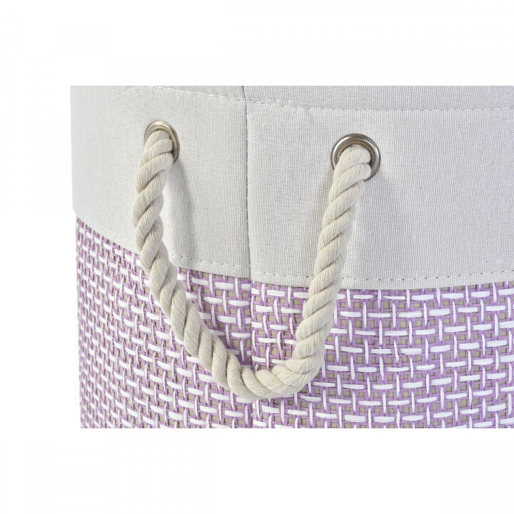 Set di Cestini DKD Home Decor Bianco Rosa Lilla 40 x 40 x 49 cm 4 Kg 3 Pezzi (2 Unità)