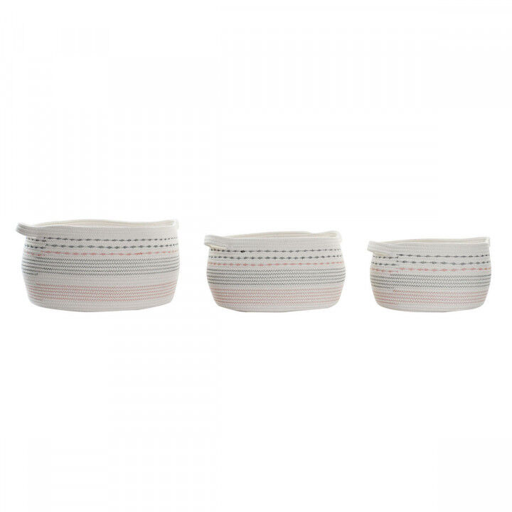 Basket spelset DKD Home Decor Wit Zwart Oranje 52 x 43 x 25 cm 3 Onderdelen