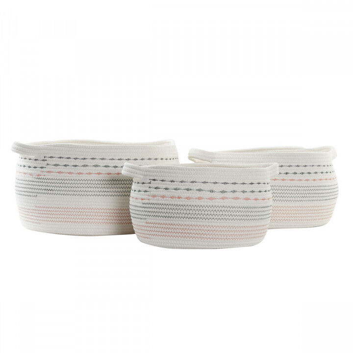 Korb-Set DKD Home Decor Weiß Schwarz Orange 52 x 43 x 25 cm 3 Stücke