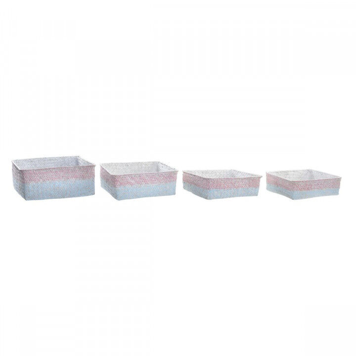 Juego de Cestas DKD Home Decor Fibra natural Mediterráneo Boho 26 x 26 x 9 cm 8,5 cm
