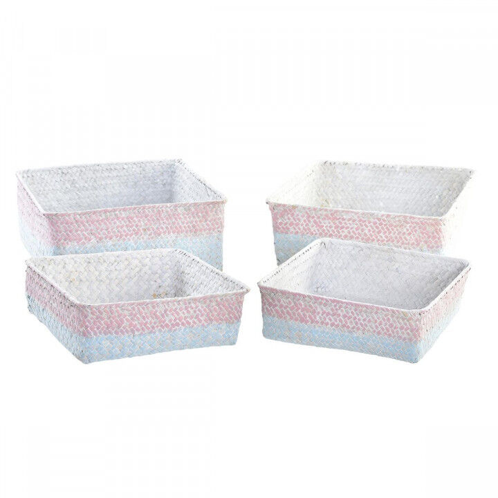 Basket spelset DKD Home Decor Natuurlijke Vezel Mediterrane Boho 26 x 26 x 9 cm 8,5 cm