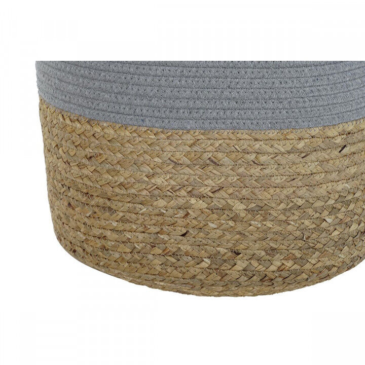 Basket set DKD Home Decor White Natural Light grey Natural Fibre (2 Pieces) (2 Units)