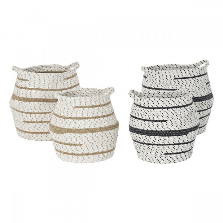 Basket spelset DKD Home Decor Wit Bruin Grijs Jute (2 Onderdelen) (2 Stuks)