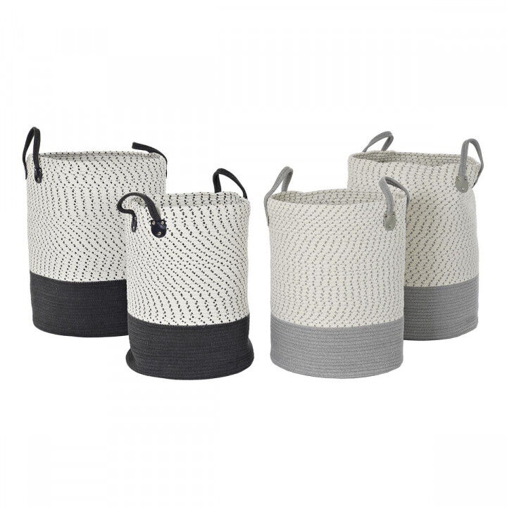 Basket spelset DKD Home Decor Wit Grijs Lichtgrijs (2 Onderdelen) (2 Stuks)