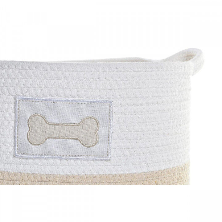 Basket set DKD Home Decor White Cream 43 x 30 x 23 cm 2 Pieces